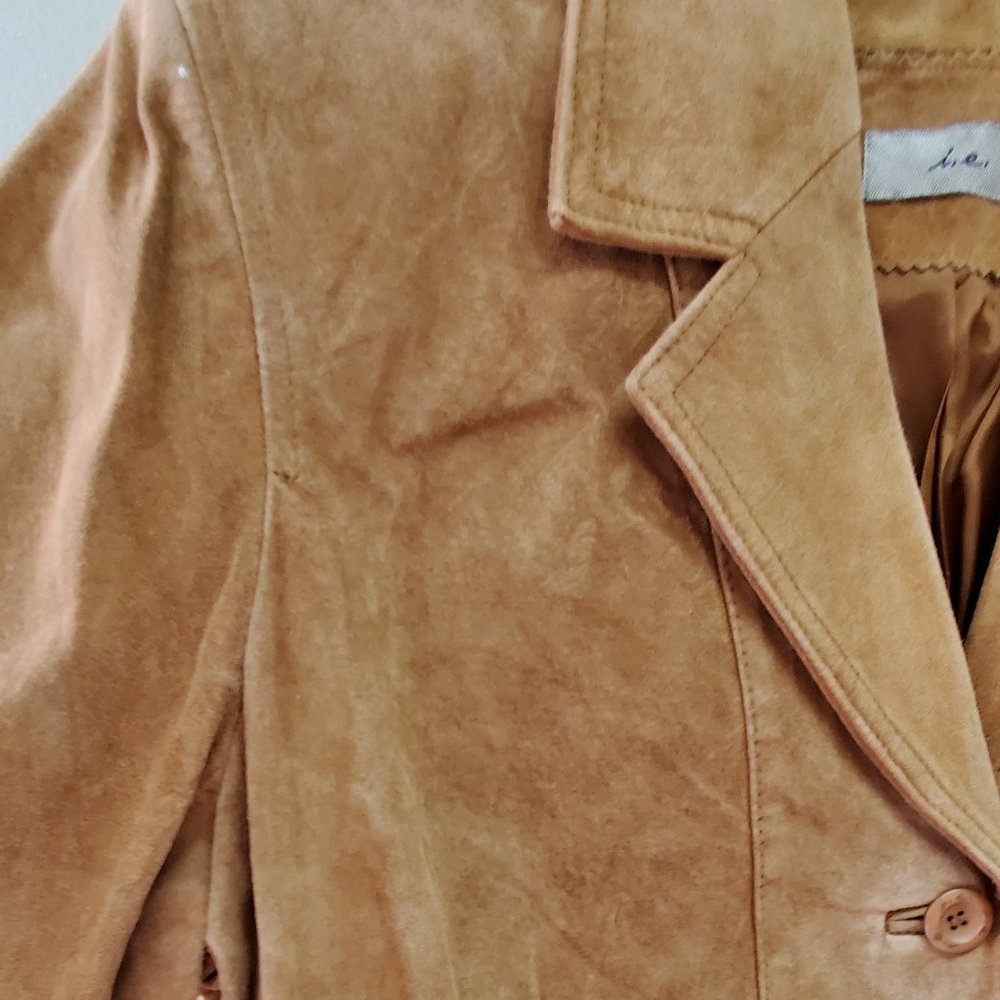 ie Tan Three Button Leather Jacket - Picture 3 of 5